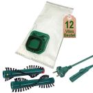 12 Staubsaugerbeutel Filtertüten Bürsten Kabel paßt f. Vorwerk Kobold VK 140 150