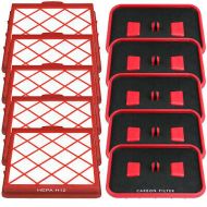 5 Hepa Mikrofilter + 5 Motor Kohle Filter passend für Lux 1 D 820 Royal Classic